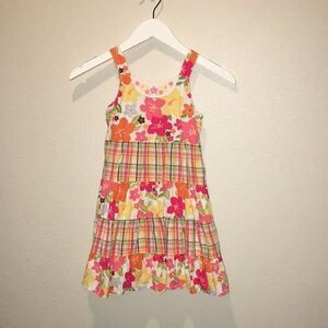 Gymboree Dress plaid floral size‎ 6 multi color embroidered jewels spring Easter
